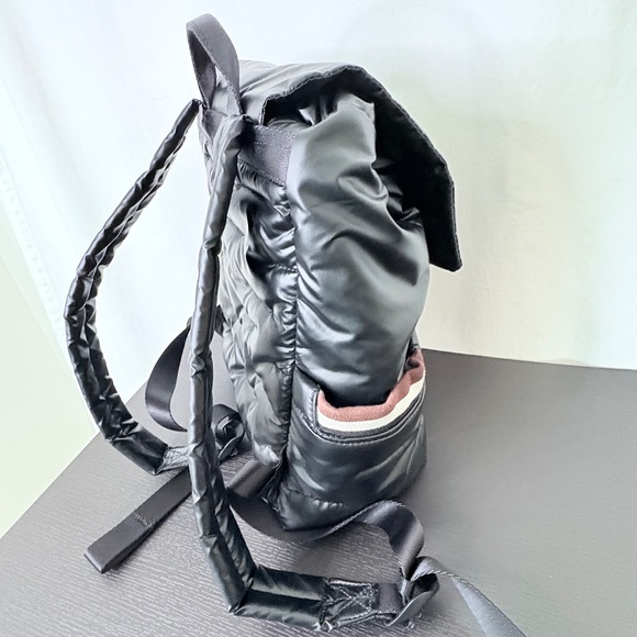 HEDGREN Cocoon Billowy Backpack w Flap back, Black/Brown/White stripe accent main image 6